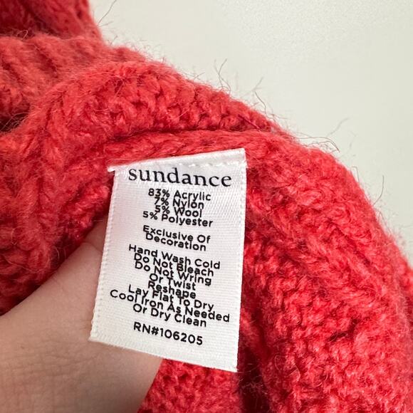 SUNDANCE Pocket Of Posies Floral Embroidered Cable Knit Cardigan Sz M {3D54} - Picture 5 of 5